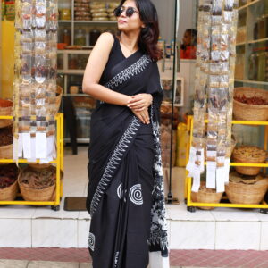 cotton black saree