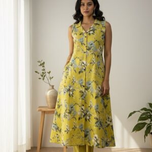 yellow two piece kurta set